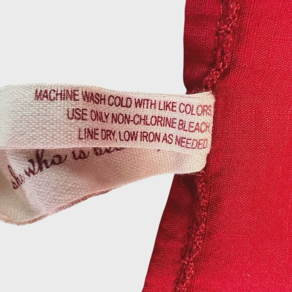 Maeve Anthropologie Size 6 Red Smocked Empire Dress Cotton Lined - Picture 5 of 12